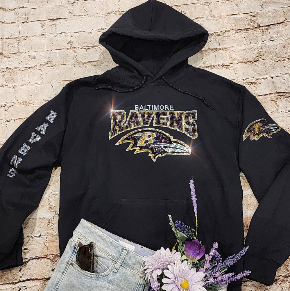 New Baltimore Ravens UNISEX Rhinestone Hoodie All Sizes - Picture 3 of 8